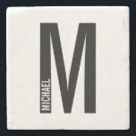 Modern Personalised Bold Monogram and Name Stone Coaster<br><div class="desc">Modern Monogram Design featuring personalised monogram letter "M" and name in modern bold sans serif font style.

Perfect gift for him,  father's day gift,  groomsman gift and more.</div>