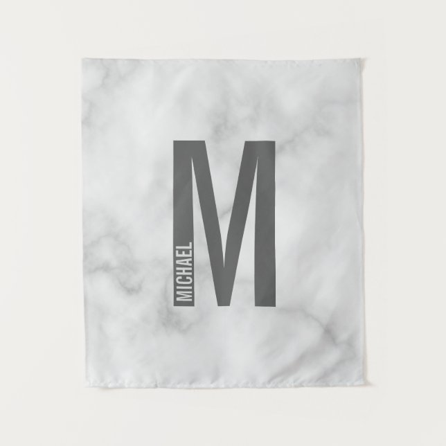 Modern Personalised Bold Monogram and Name Tapestry (Front)