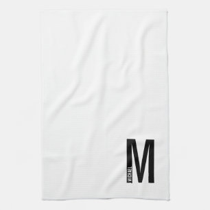 Modern Personalised Bold Monogram and Name Tea Towel