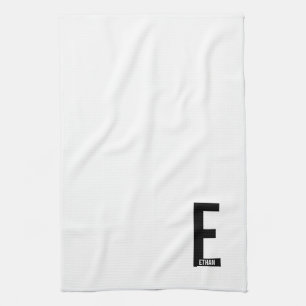 Modern Personalised Bold Monogram and Name Tea Towel