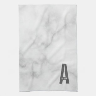 Modern Personalised Bold Monogram and Name Tea Towel