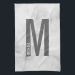 Modern Personalised Bold Monogram and Name Tea Towel<br><div class="desc">Modern Monogram Design featuring personalised monogram letter "M" and name in modern bold sans serif font style.</div>