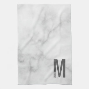 Modern Personalised Bold Monogram and Name Tea Towel