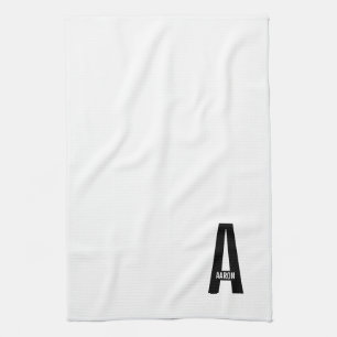 Modern Personalised Bold Monogram and Name Tea Towel