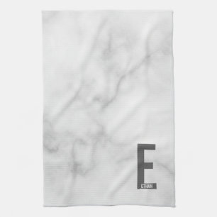 Modern Personalised Bold Monogram and Name Tea Towel