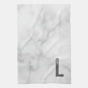Modern Personalised Bold Monogram and Name Tea Towel