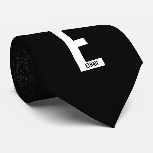 Modern Personalised Bold Monogram and Name Tie (Rolled)