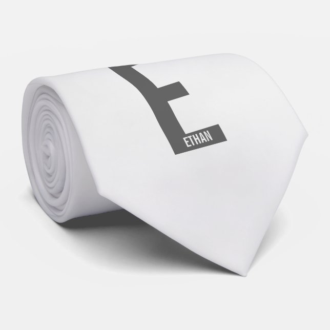 Modern Personalised Bold Monogram and Name Tie (Rolled)