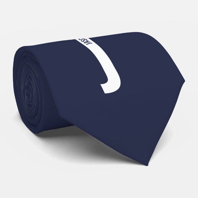 Modern Personalised Bold Monogram and Name Tie (Rolled)