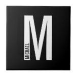 Modern Personalised Bold Monogram and Name Tile<br><div class="desc">Modern Monogram Design featuring personalised monogram letter "M" and name in modern bold sans serif font style.</div>