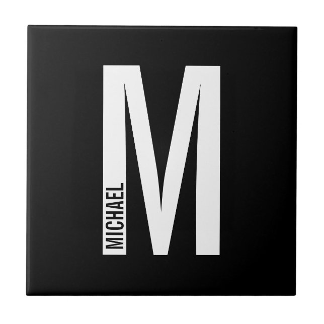 Modern Personalised Bold Monogram and Name Tile (Front)