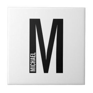 Modern Personalised Bold Monogram and Name Tile