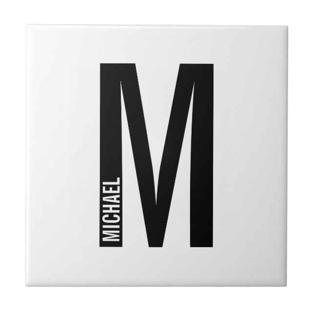 Modern Personalised Bold Monogram and Name Tile (Front)