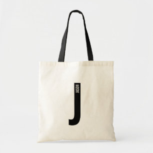 Modern Personalised Bold Monogram and Name Tote Bag