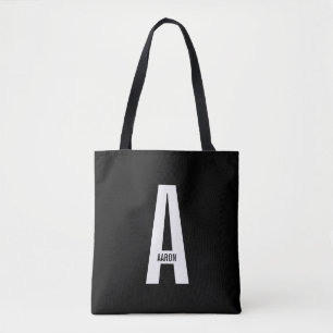 Modern Personalised Bold Monogram and Name Tote Bag
