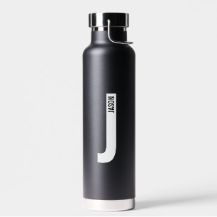 Modern Personalised Bold Monogram and Name Water Bottle