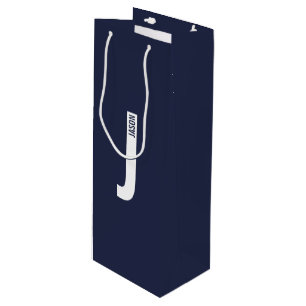 Modern Personalised Bold Monogram and Name Wine Gift Bag