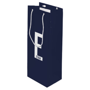 Modern Personalised Bold Monogram and Name Wine Gift Bag