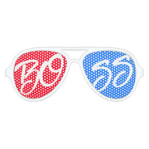 Modern Personalised Boss Red And Blue Aviator Sunglasses