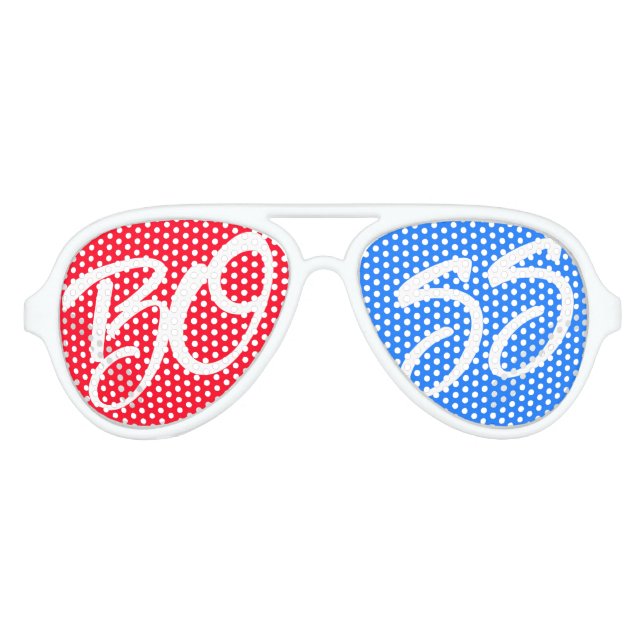 Modern Personalised Boss Red And Blue Aviator Sunglasses (Front)