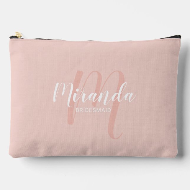 Modern Personalised Bridesmaid Monogram Name Accessory Pouch (Front)