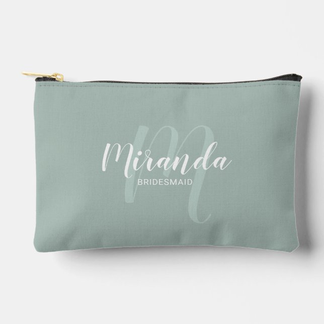 Modern Personalised Bridesmaid Monogram Name Accessory Pouch (Front)