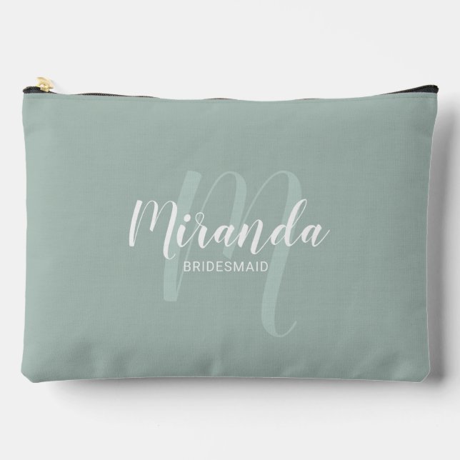 Modern Personalised Bridesmaid Monogram Name Accessory Pouch (Front)