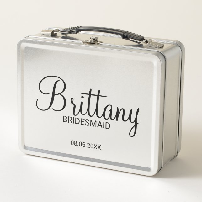 Modern Personalised Bridesmaids Metal Gift Box (Front)