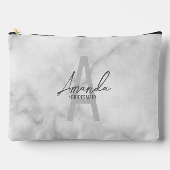 Modern Personalised Bridesmaid's Monogram and Name Accessory Pouch (Front)
