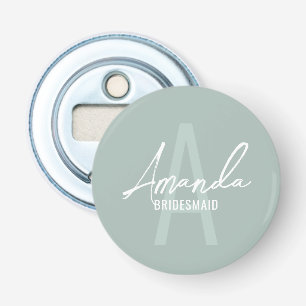 Modern Personalised Bridesmaid's Monogram and Name Bottle Opener