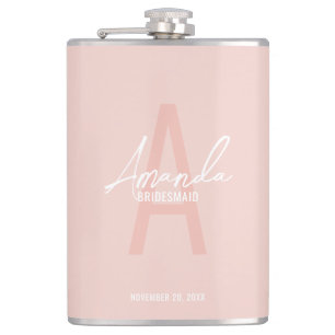 Modern Personalised Bridesmaid's Monogram and Name Hip Flask
