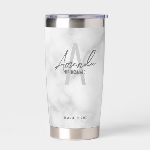 Modern Personalised Bridesmaid's Monogram and Name Insulated Tumbler
