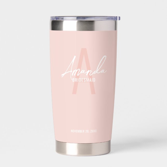 Modern Personalised Bridesmaid's Monogram and Name Insulated Tumbler (Left)