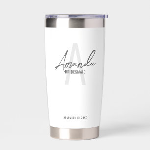 Modern Personalised Bridesmaid's Monogram and Name Insulated Tumbler