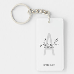 Modern Personalised Bridesmaid's Monogram and Name Key Ring