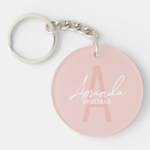 Modern Personalised Bridesmaid's Monogram and Name Key Ring