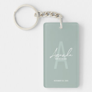 Modern Personalised Bridesmaid's Monogram and Name Key Ring