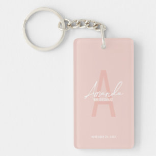 Modern Personalised Bridesmaid's Monogram and Name Key Ring