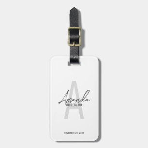Modern Personalised Bridesmaid's Monogram and Name Luggage Tag