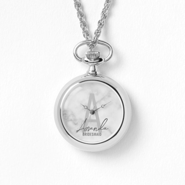 Modern Personalised Bridesmaid's Monogram and Name Watch (Front)
