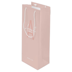 Modern Personalised Bridesmaid's Monogram and Name Wine Gift Bag