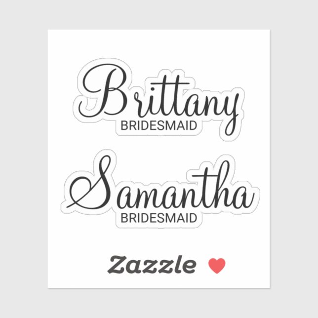Modern Personalised Bridesmaid's Name (Sheet)