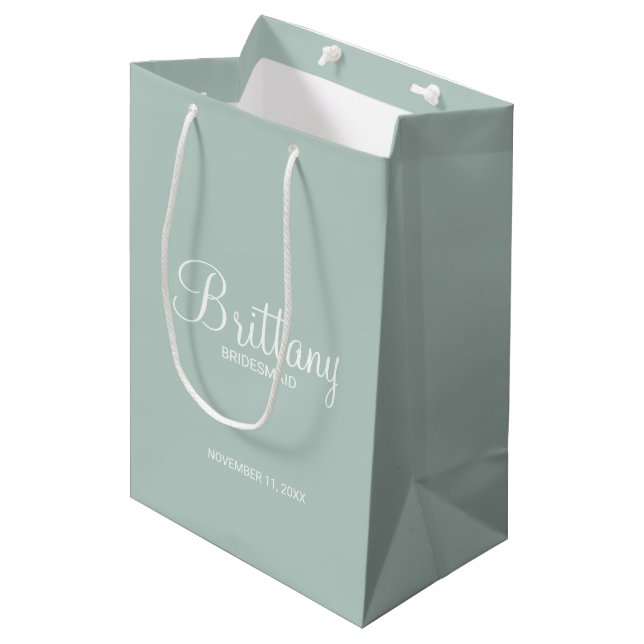 Modern Personalised Bridesmaids Name Medium Gift Bag (Front Angled)