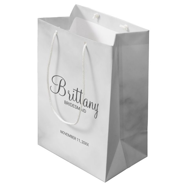 Modern Personalised Bridesmaids Name Medium Gift Bag (Front Angled)