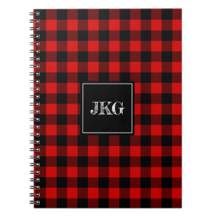 Modern Personalised Buffalo Plaid Check Notebook