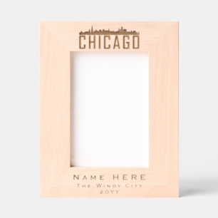 Modern Personalised Chicago City Silhouette Etched Frames