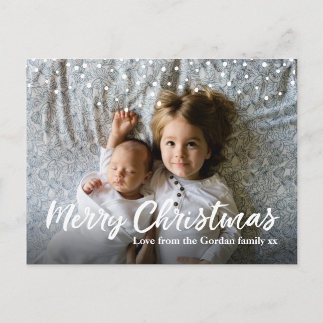 Modern Personalised Christmas photo card postcard (Front)