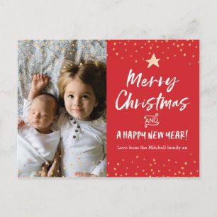 Modern Personalised Christmas photo card postcard