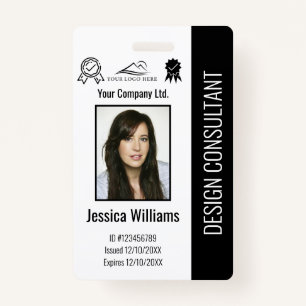 Modern Personalised Corporate Employee Black ID ID Badge