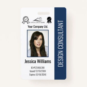 Modern Personalised Corporate Employee Blue ID ID Badge